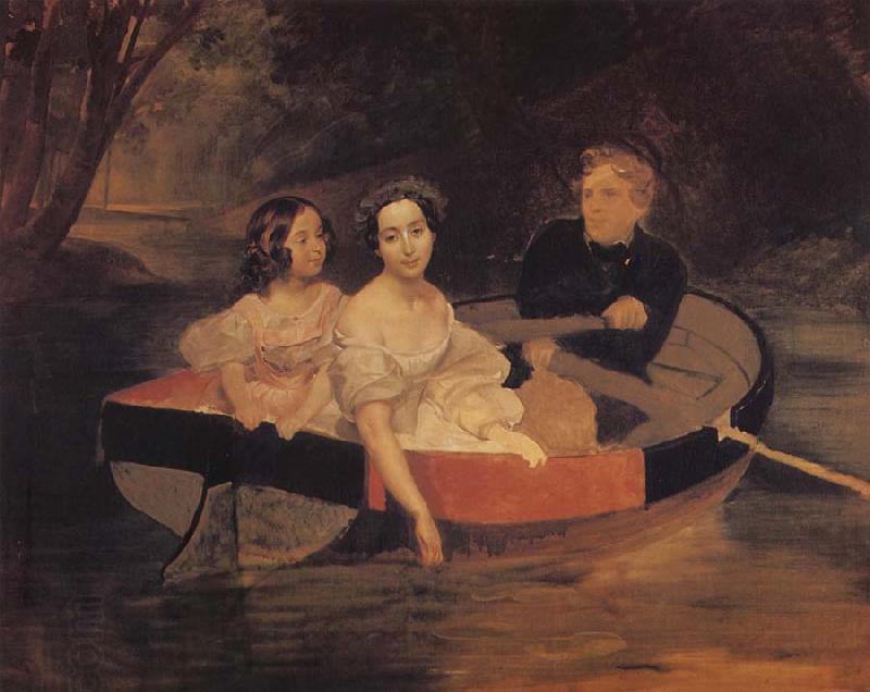 Karl Briullov Portrait of the Artist with Baroness Yekaterina Meller-akomelskaya and her Daughter in a Boat oil painting picture